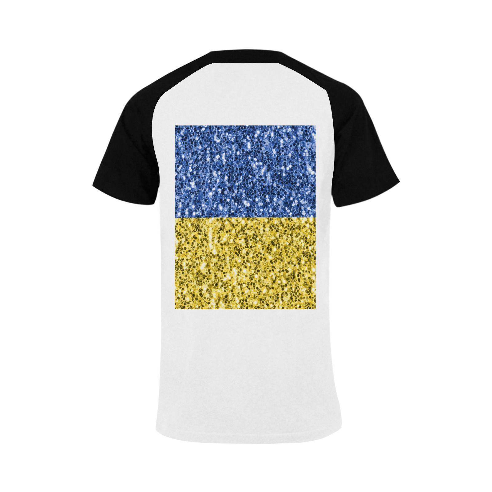 Blue yellow Ukraine flag glitter faux sparkles Men's Raglan T-shirt (USA Size) (Model T11)