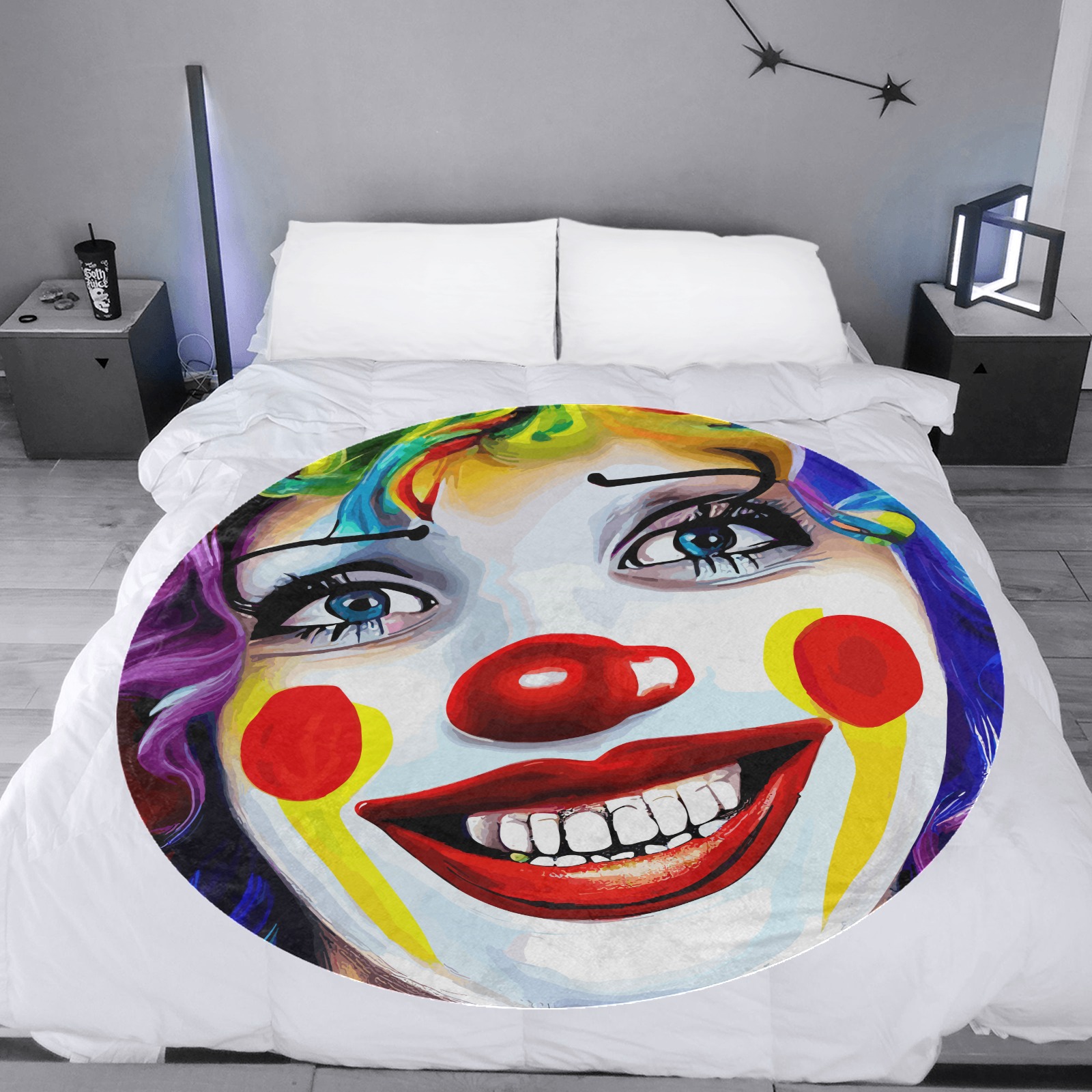 Clown Pattern Print Hooded Blanket