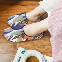 Color_brushes_composition_23 Women's Non-Slip Cotton Slippers (Model 0602)