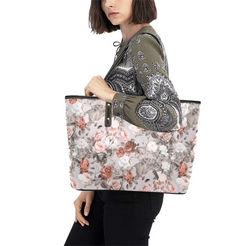 Blossom Chic Leather Tote Bag (Model 1709)