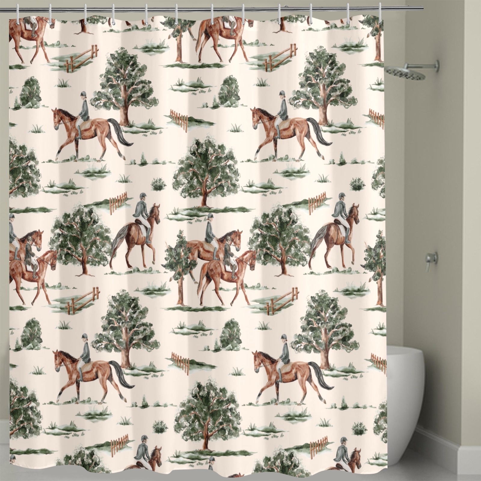 Equestrian Horses Shower Curtain Shower Curtain 72" x 72"