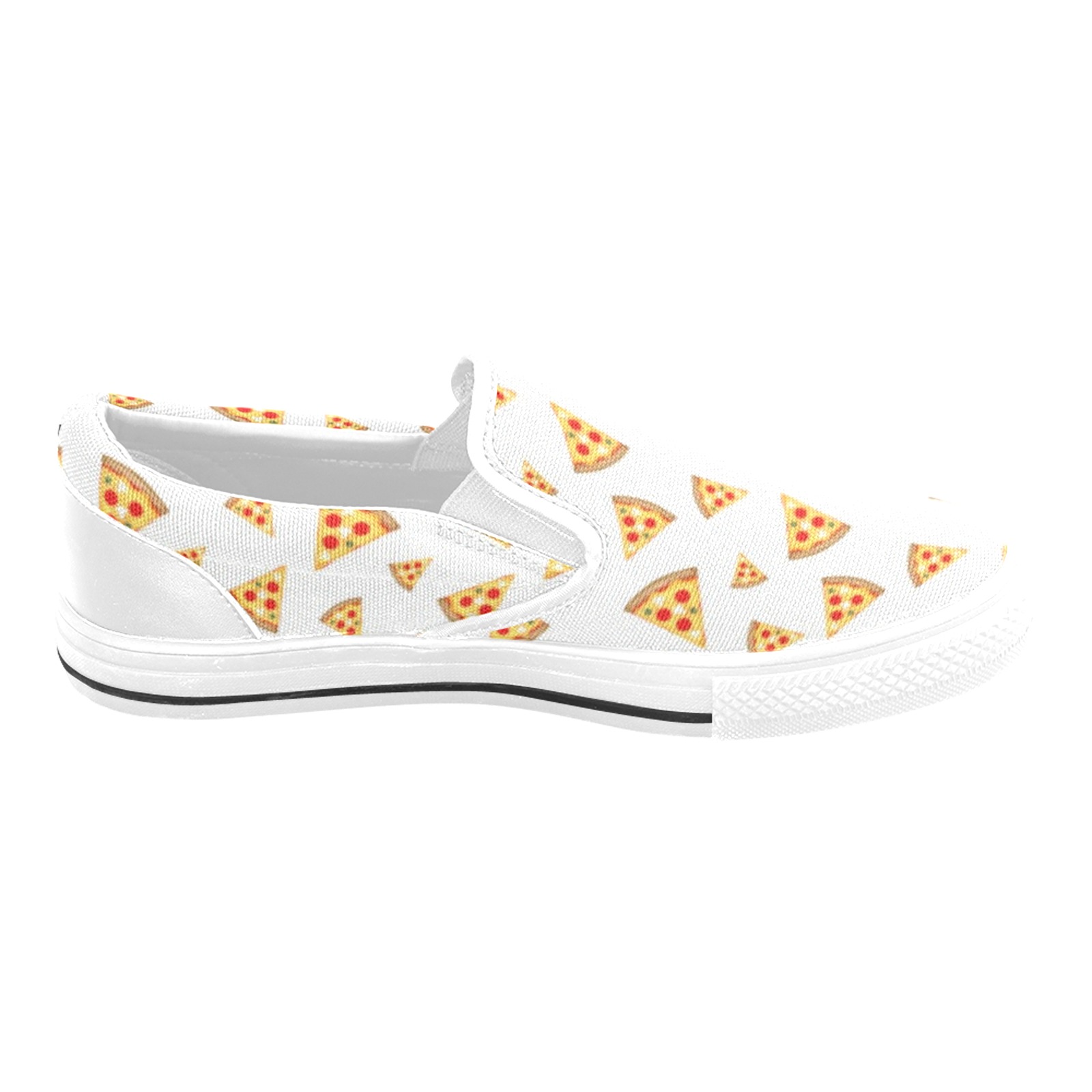 Cool and fun pizza slices pattern on white Men's Slip-on Canvas Shoes (Model 019)