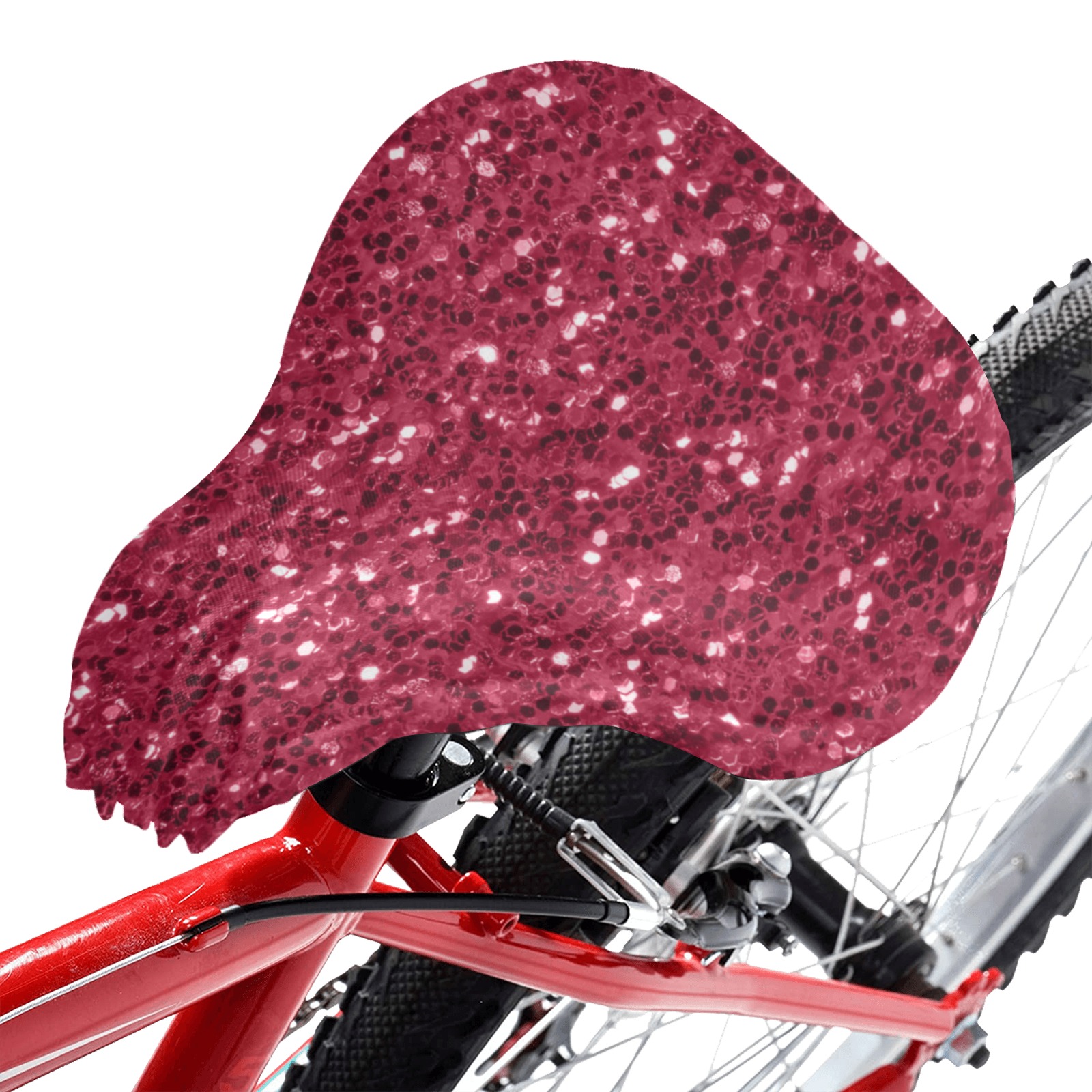 Magenta dark pink red faux sparkles glitter Waterproof Bicycle Seat Cover