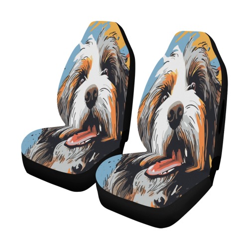 Brown Havanese Dog Pop Art Car Seat Cover Airbag Compatible (Set of 2)