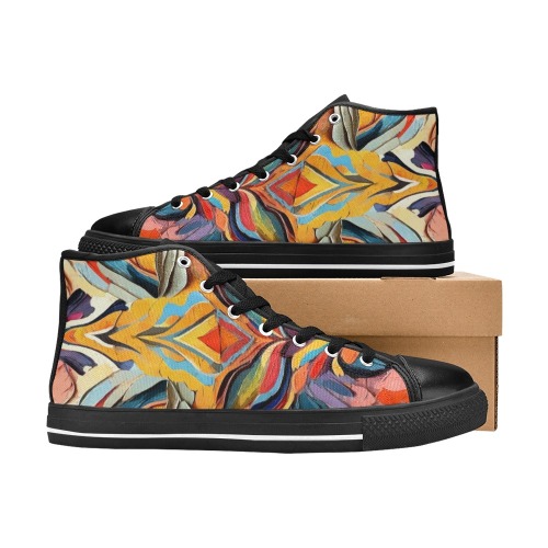 Fantasy tribal pattern colorful abstract art. Men’s Classic High Top Canvas Shoes (Model 017)