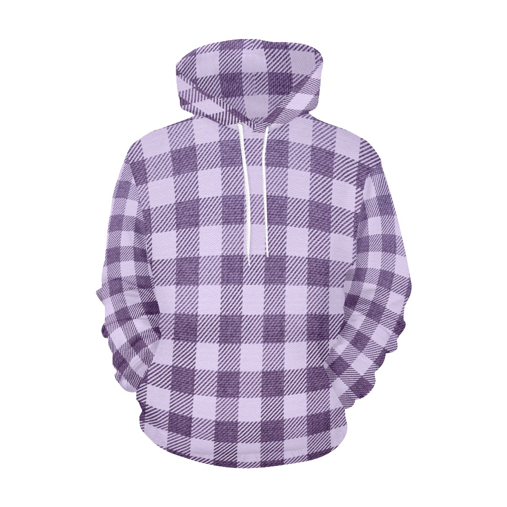 Pastel Purple Plaid All Over Print Hoodie for Women (USA Size) (Model H13)