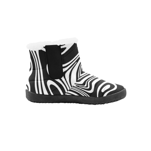 Black and White Marble Women's Cotton-Padded Shoes (Model 19291)