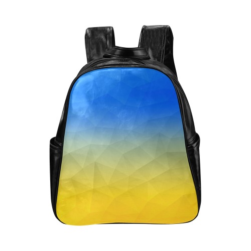 Ukraine yellow blue geometric mesh pattern Multi-Pockets Backpack (Model 1636)