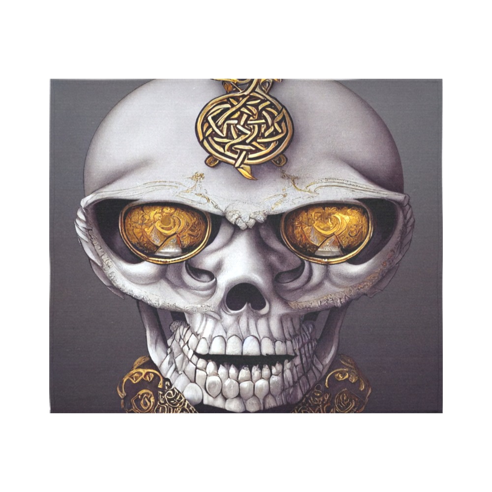 skull with gold eye's Cotton Linen Wall Tapestry 60"x 51"