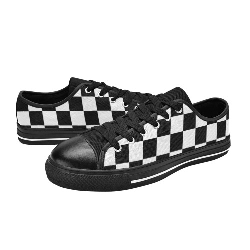 Checkers with Black sole Women's Classic Canvas Shoes (Model 018)