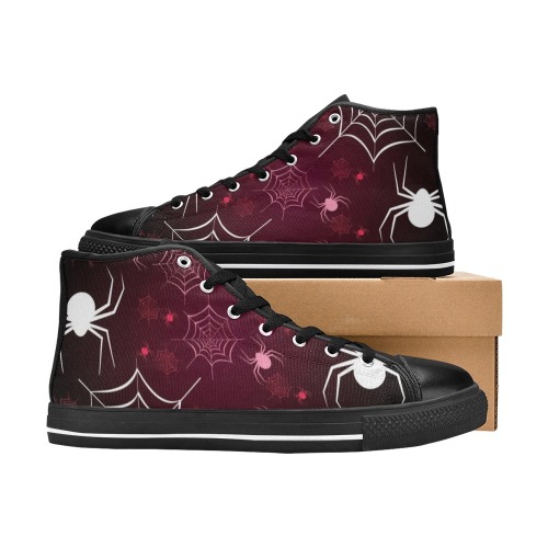 Spider Web and Spider Kids Shoes High Top Canvas Shoes for Kid (Model 017)