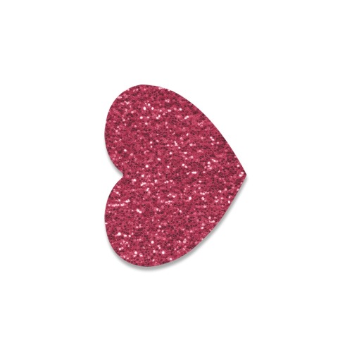 Magenta dark pink red faux sparkles glitter Heart Coaster