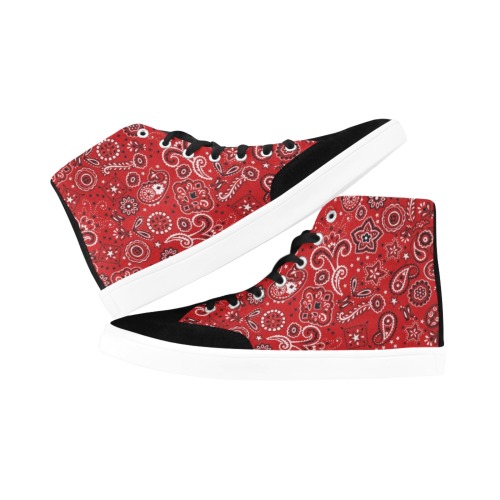 Red Paisley Herdsman High Top Shoes for Men (Model 038)