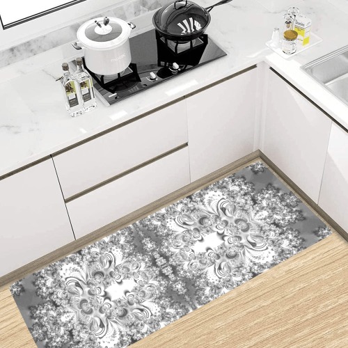 Silver Linings Frost Fractal Kitchen Mat 48"x17"
