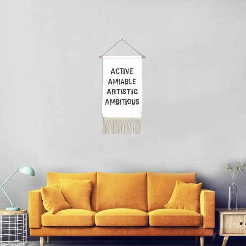 Active, amiable, artistic, ambitious black text. Linen Hanging Poster