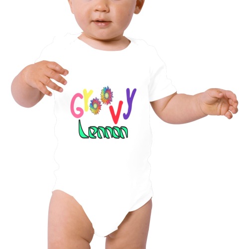 transparent (2) Groovy Lennon in green Baby Powder Organic Short Sleeve One Piece (Model T28)