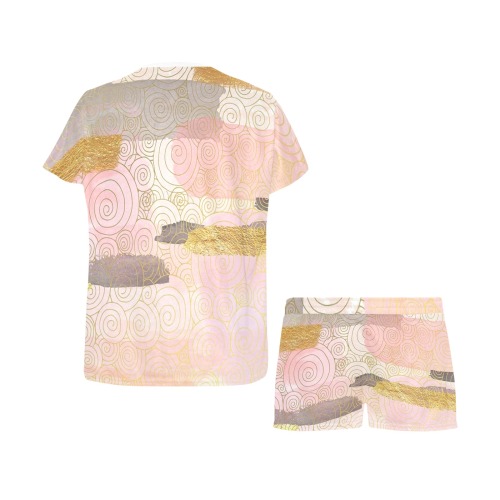 Elegant Pastel Abstract Women's Short Pajama Set