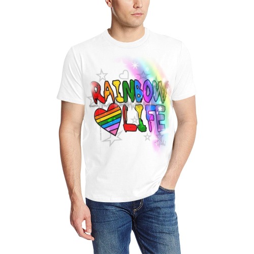 Rainbow 2021 by Nico Bielow Men's All Over Print T-Shirt (Solid Color Neck) (Model T63)