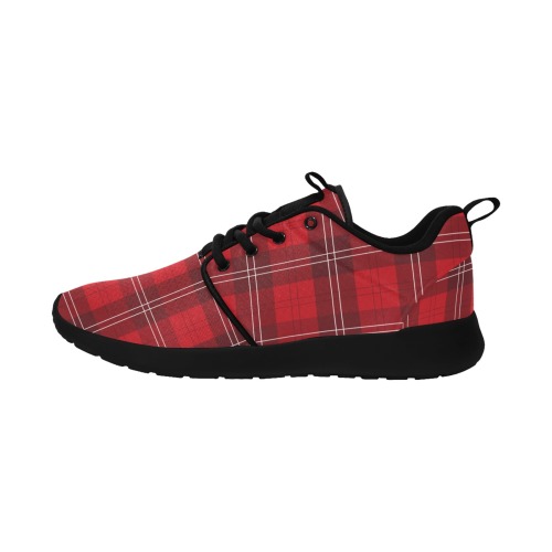 Tartan Plaid - Red Men's Pull Loop Sneakers (Model 02001)
