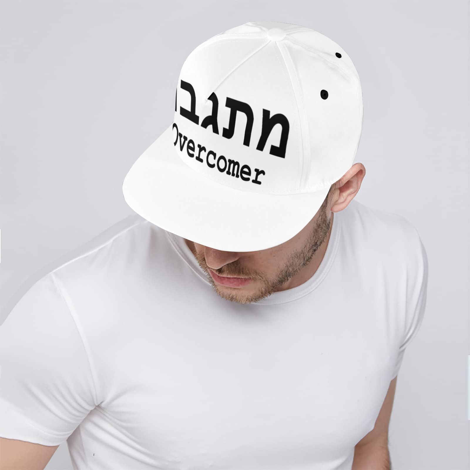 Overcomer White Big Text Snapback Hat All Over Print Snapback Hat