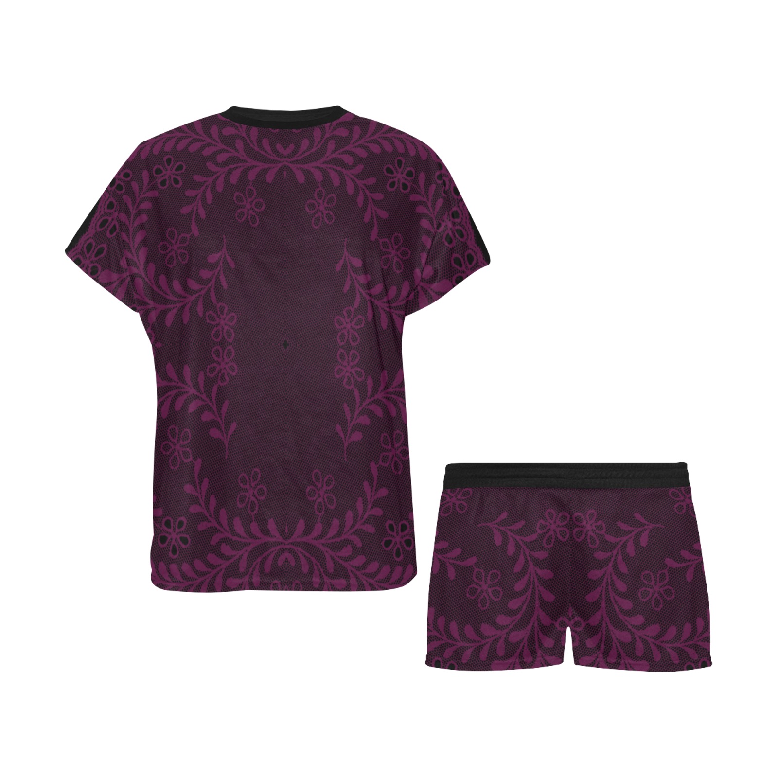 Ô Violet Lace on Black Women's Short Pajama Set