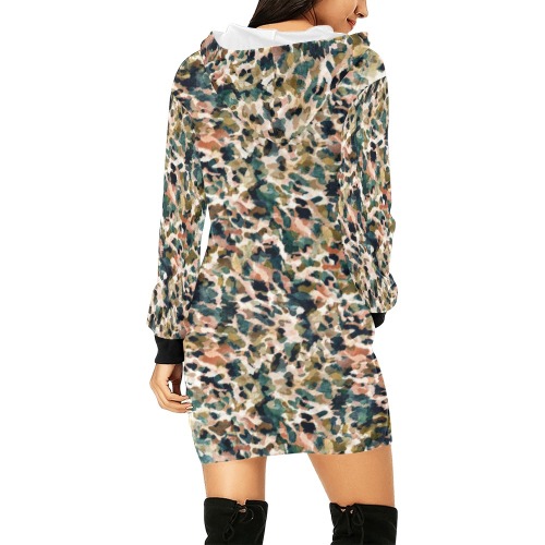 Abstract leopard colorful AP All Over Print Hoodie Mini Dress (Model H27)