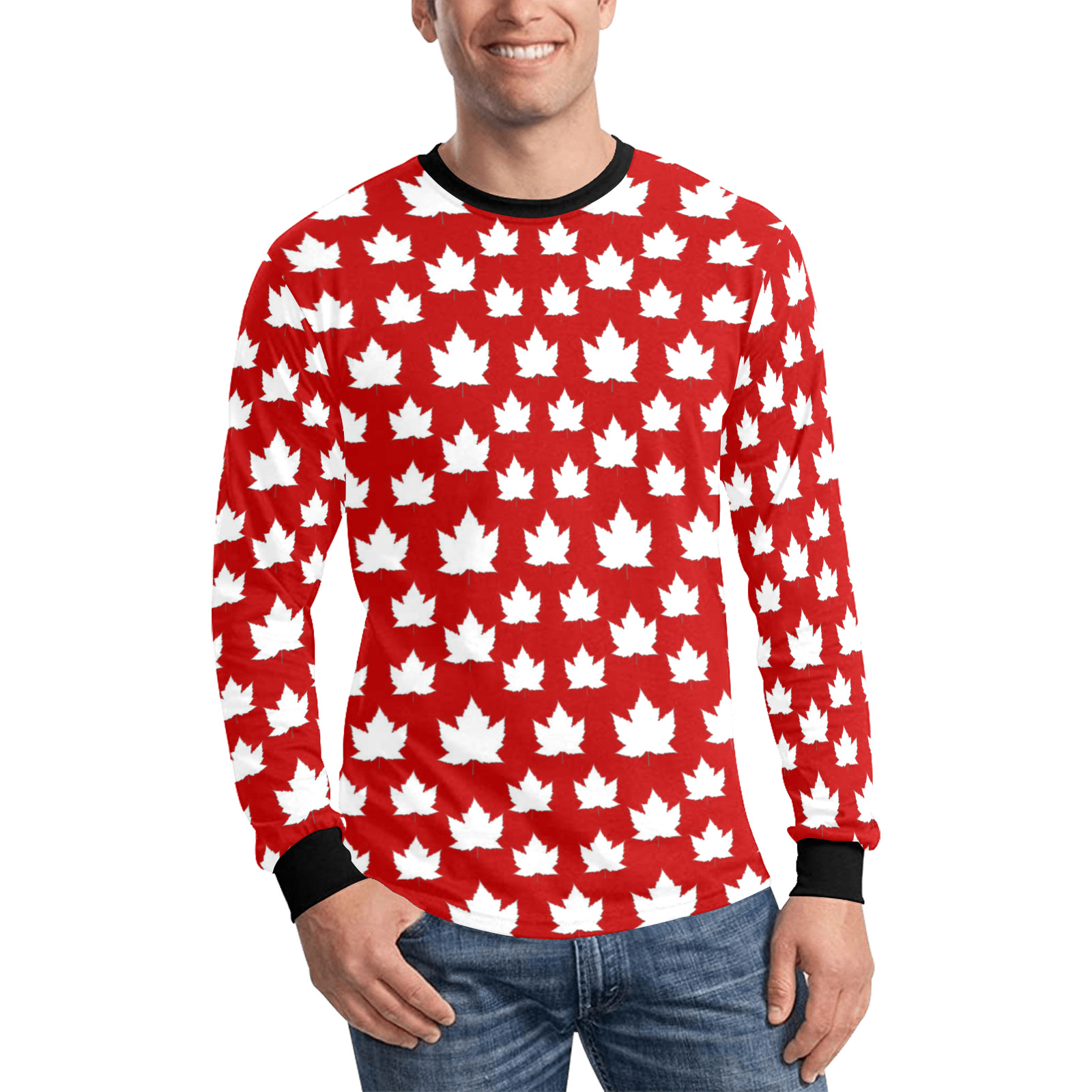 Cute Canada Men's All Over Print Long Sleeve T-shirt (Model T51)