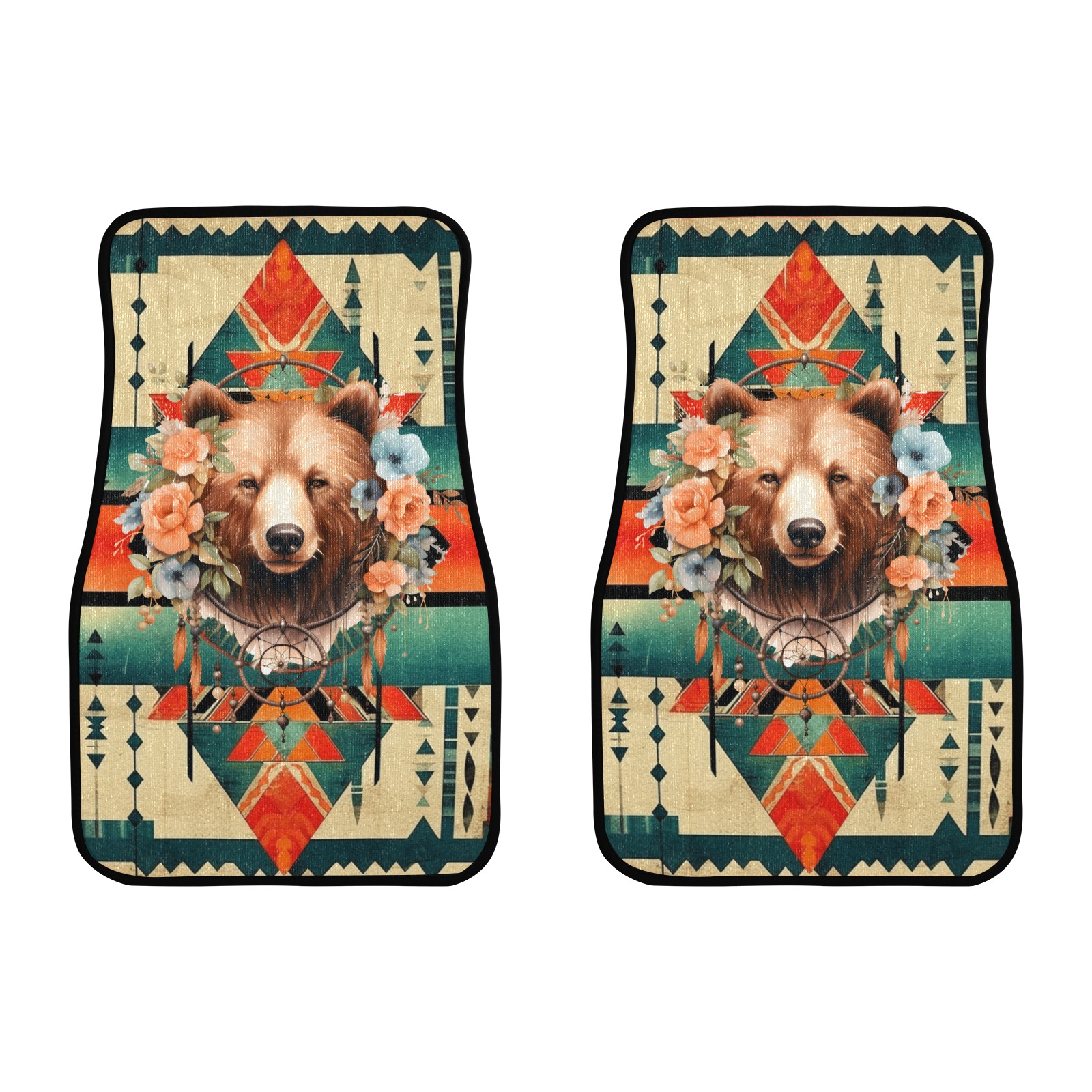 Native American Bear Front Car Floor Mat (2pcs)