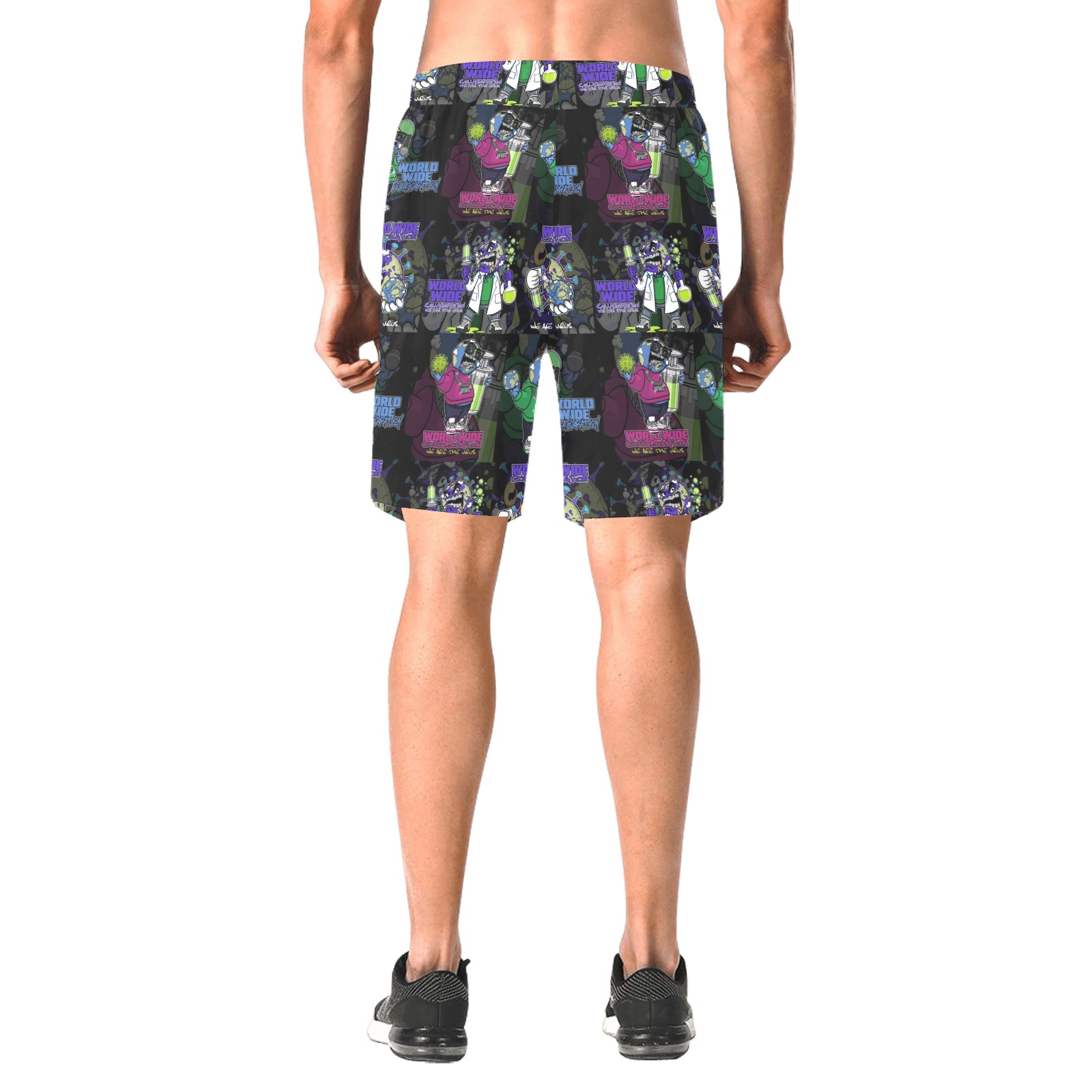 wwcfam Men's All Over Print Elastic Beach Shorts (Model L20)