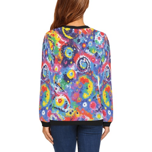Pleasant colors on the theme of tie-dye pattern. All Over Print Crewneck Sweatshirt for Women (Model H18)