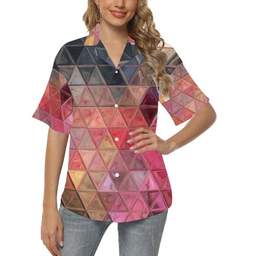 mosaic triangle 3 All Over Print Hawaiian Shirt for Women (Model T58)