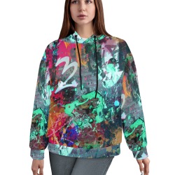 Graffiti Wall and Paint Splatter Women's All Over Print Hoodie (Model H61)