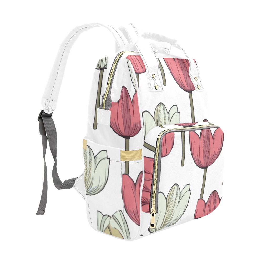 Floral Multi-Function Diaper Backpack/Diaper Bag (Model 1688)