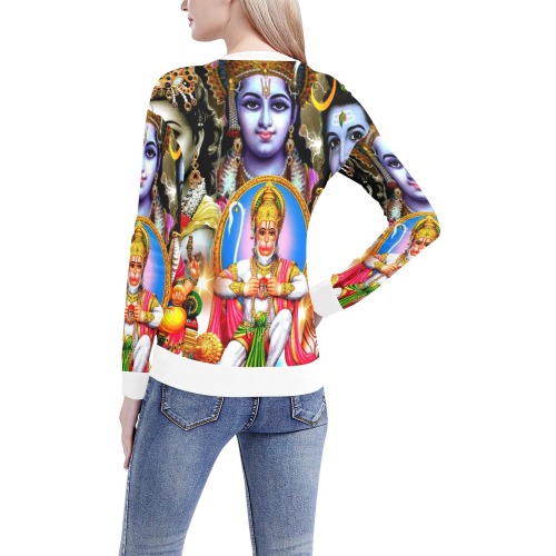 HINDUISM Women's All Over Print V-Neck Sweater (Model H48)
