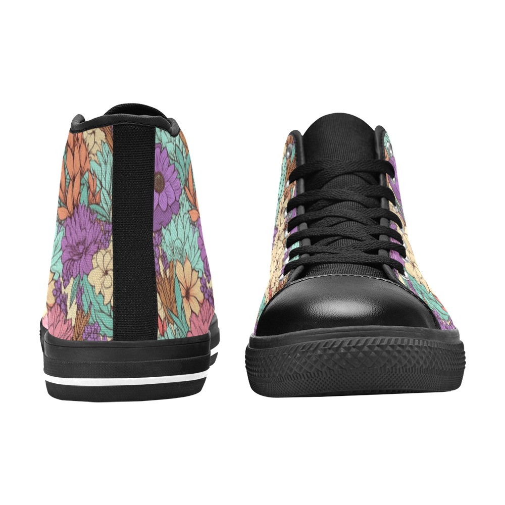 Spring Flowers Women's Classic High Top Canvas Shoes (Model 017)