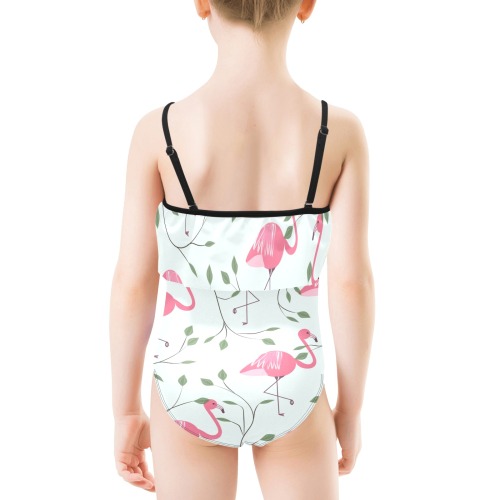 flamingos Kids' Spaghetti Strap Ruffle Swimsuit (Model S26)