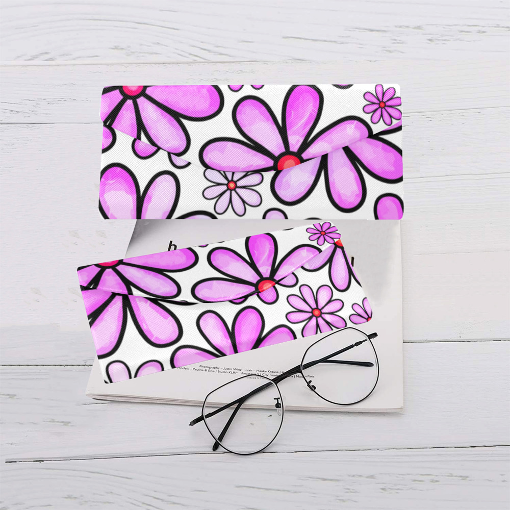 Pink Watercolor Doodle Daisy Flower Pattern Custom Foldable Glasses Case