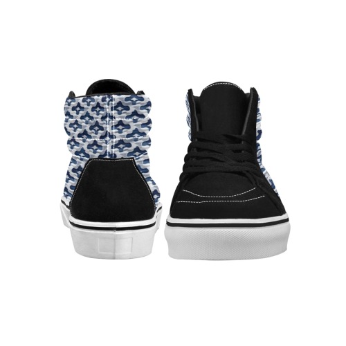 blue diamond's repeating pattern Men's High Top Skateboarding Shoes (Model E001-1)