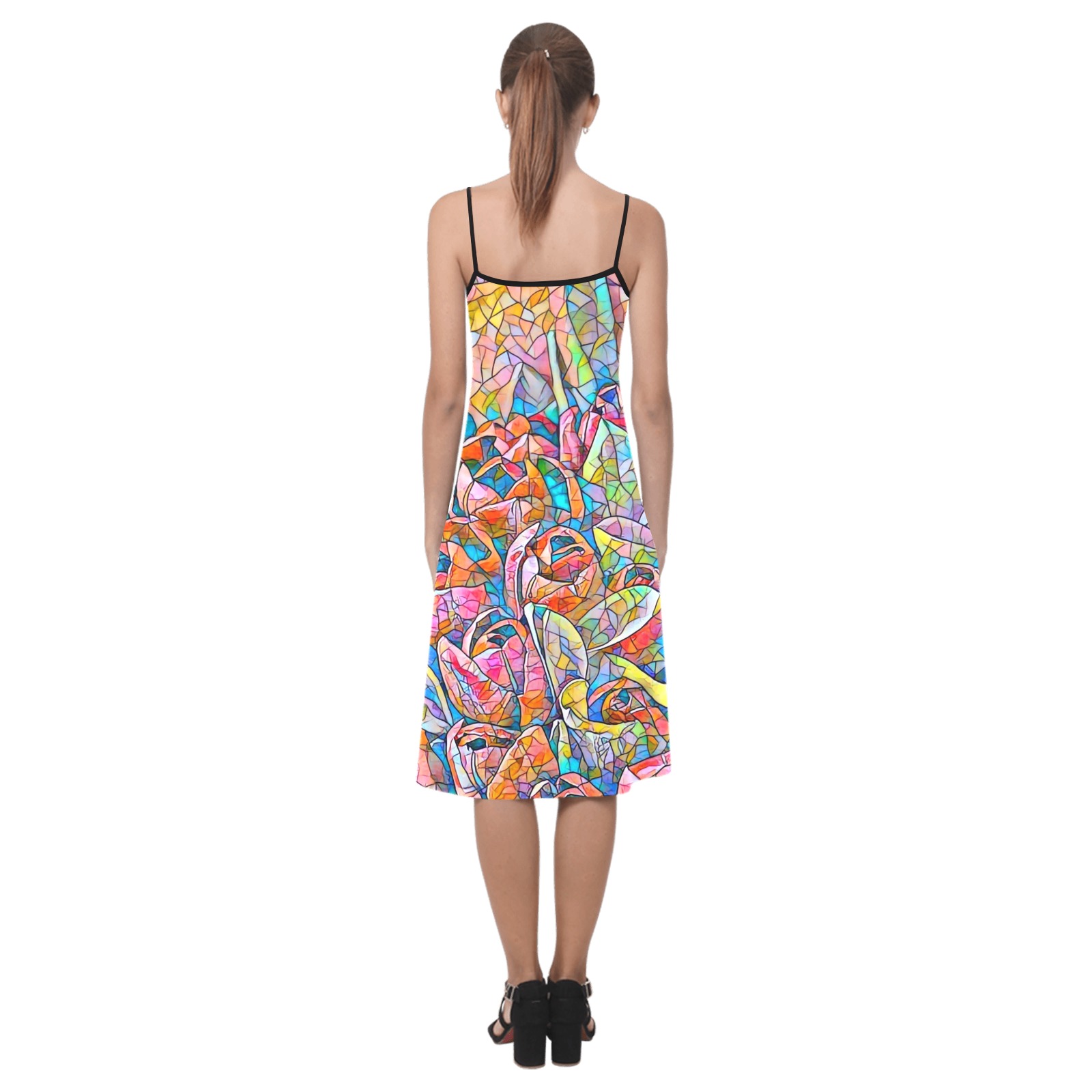 Colorful Mosaic Print Alcestis Slip Dress (Model D05)