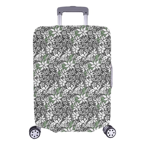Petals in the Wind Green Luggage Cover/Large 26"-28"
