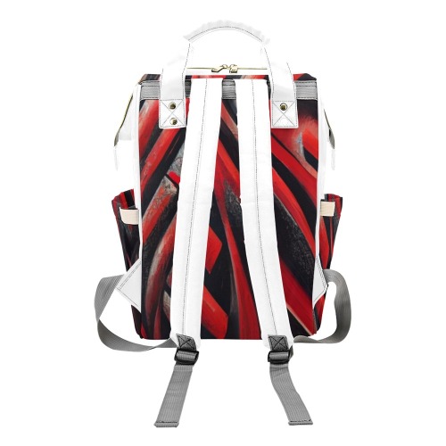 red and black graffiti diamond's 1 Multi-Function Diaper Backpack/Diaper Bag (Model 1688)