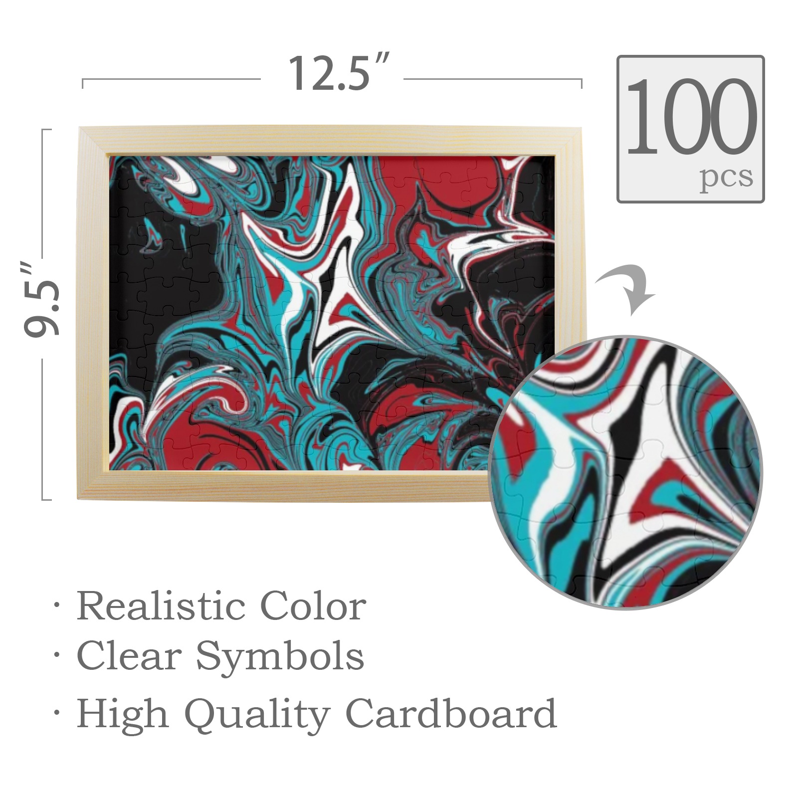 Dark Wave of Colors 100-Piece Puzzle Frame 12.5"x 9.5"