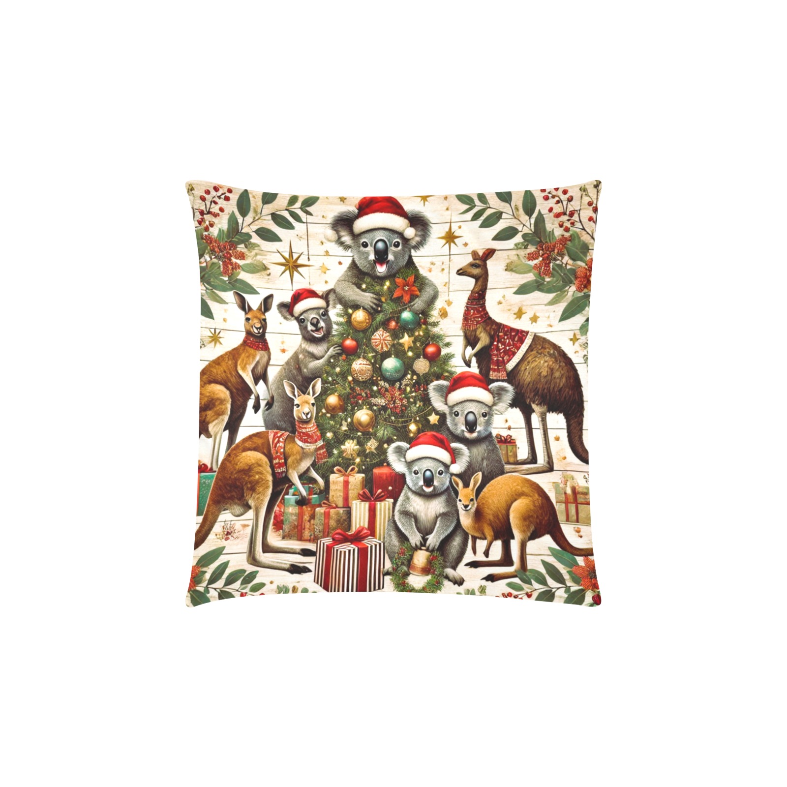 Aussie icon Christmas Custom Zippered Pillow Cases 16"x16" (Two Sides)