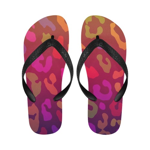 Leopard Print Summer Ombre Flip Flops for Men/Women (Model 040)
