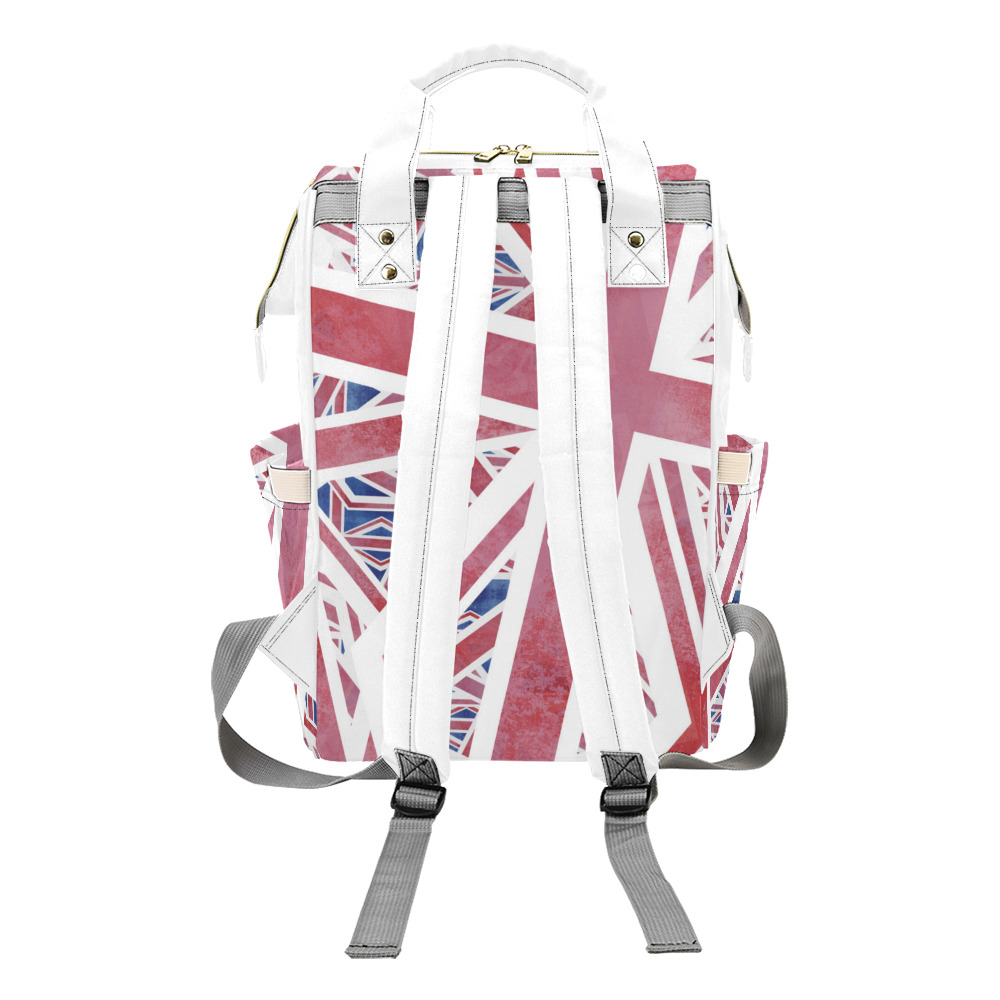 Abstract Union Jack British Flag Collage Multi-Function Diaper Backpack/Diaper Bag (Model 1688)