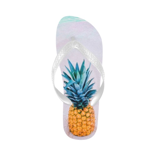 Pineapple on the pink beach Flip Flops for Men/Women (Model 040)