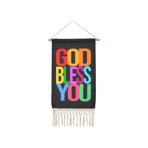 God bless you colorful text typography art. Linen Hanging Poster