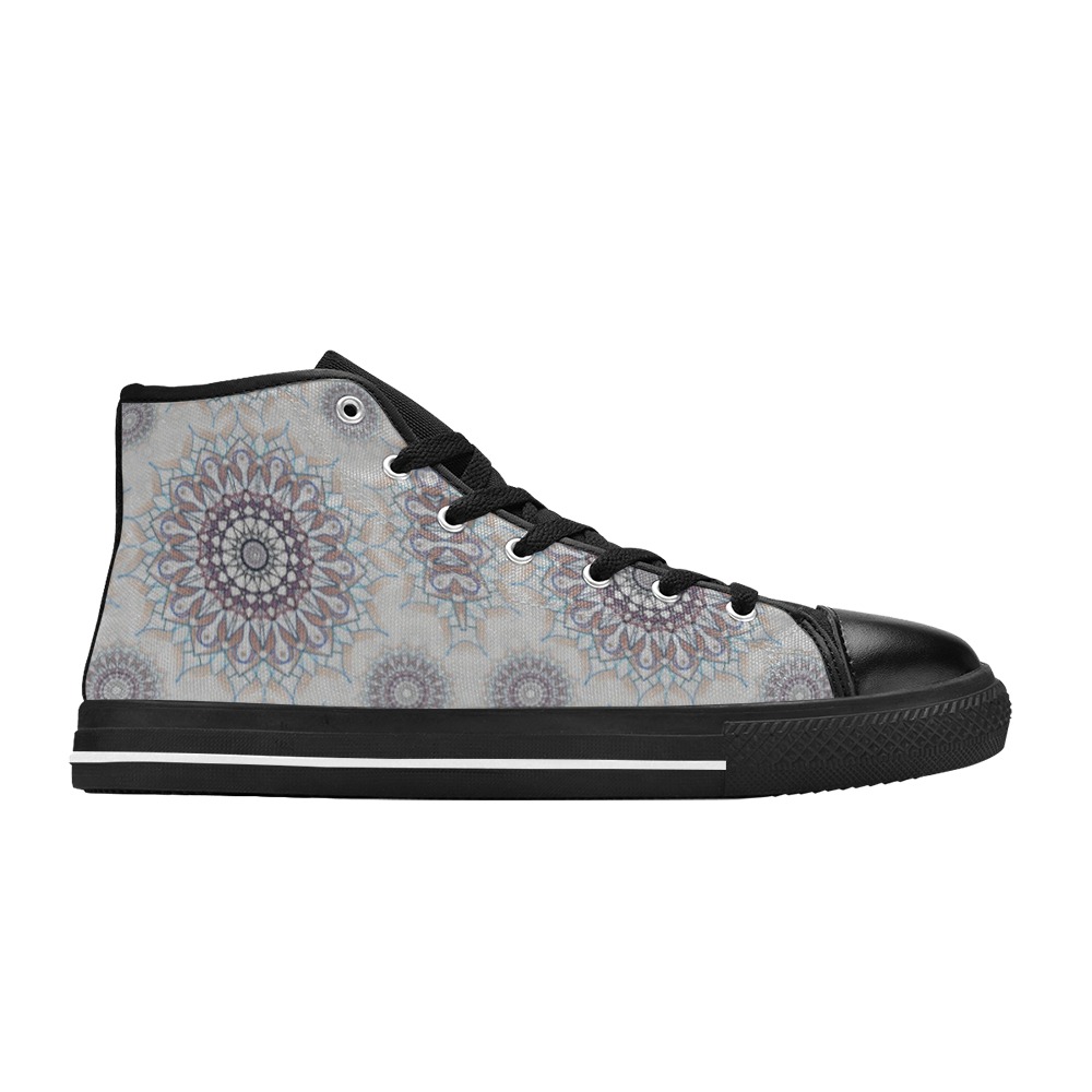 Little white floral fallen to the rural Men’s Classic High Top Canvas Shoes (Model 017)