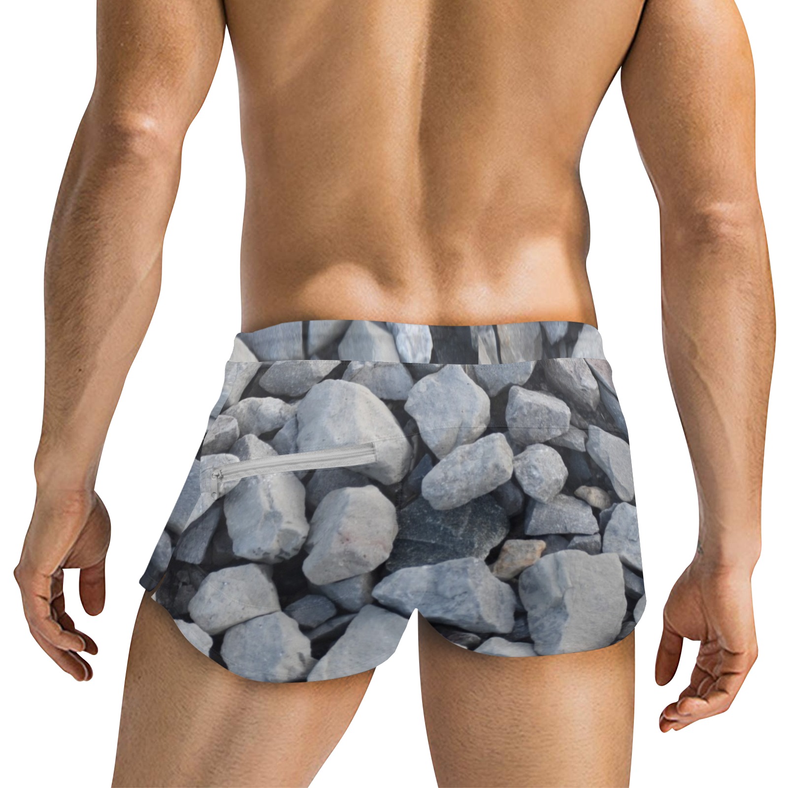 gravel Men's Swim Trunks with Zipper Pocket (Model L71)