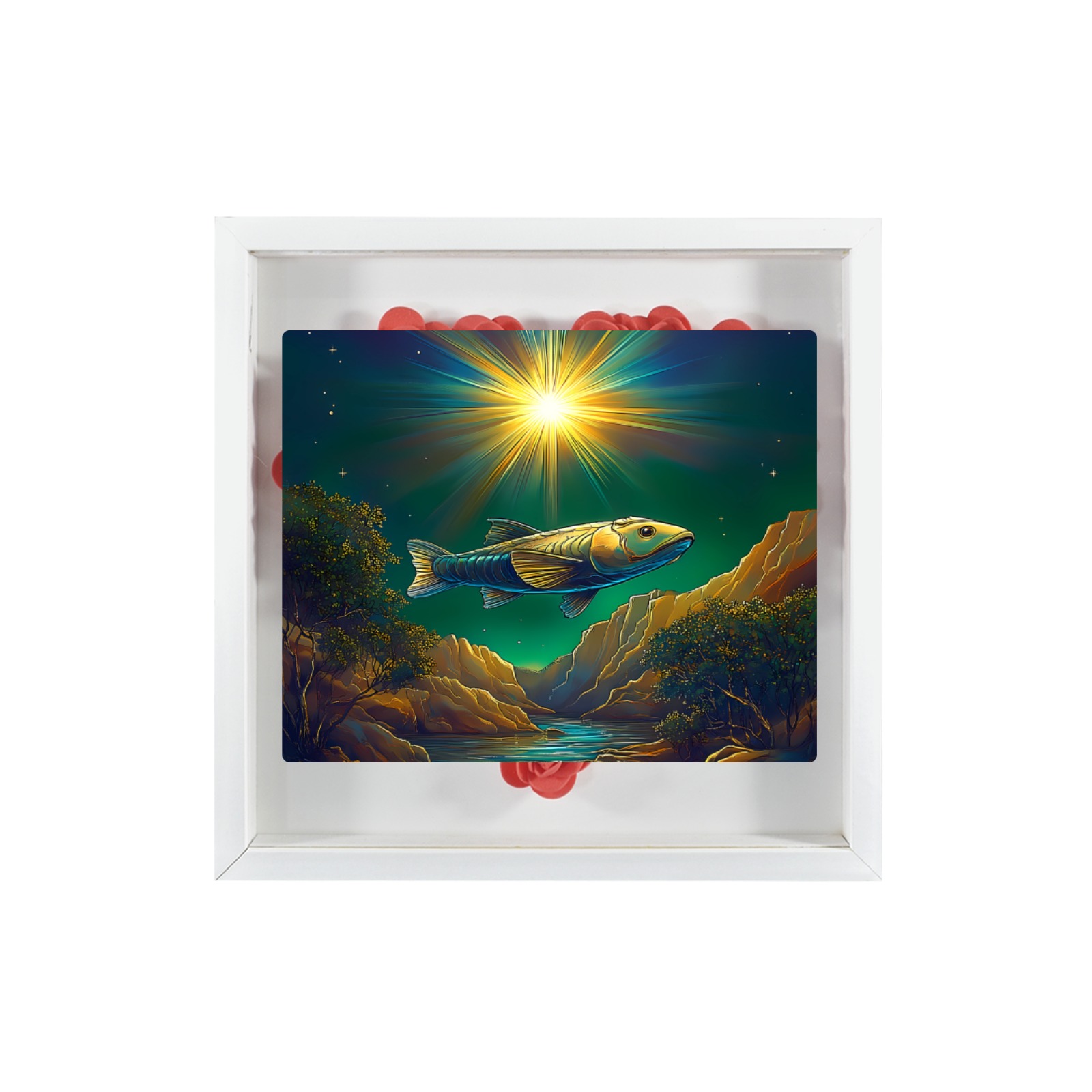 Celestial Swim Heart-Shaped Paper Flower Shadow Box 10